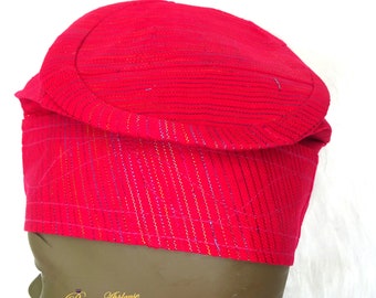 Embellished Aso Oke Fila Cap: African Nigerian Men's Hat