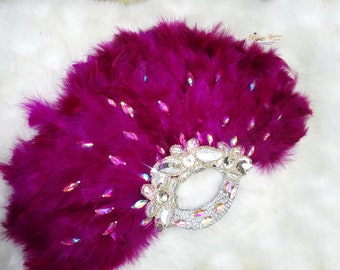 Elegante abanico de mano para boda, dorado, blanco, rojo, violeta, morado, con plumas, estilo africano, para compromiso tradicional
