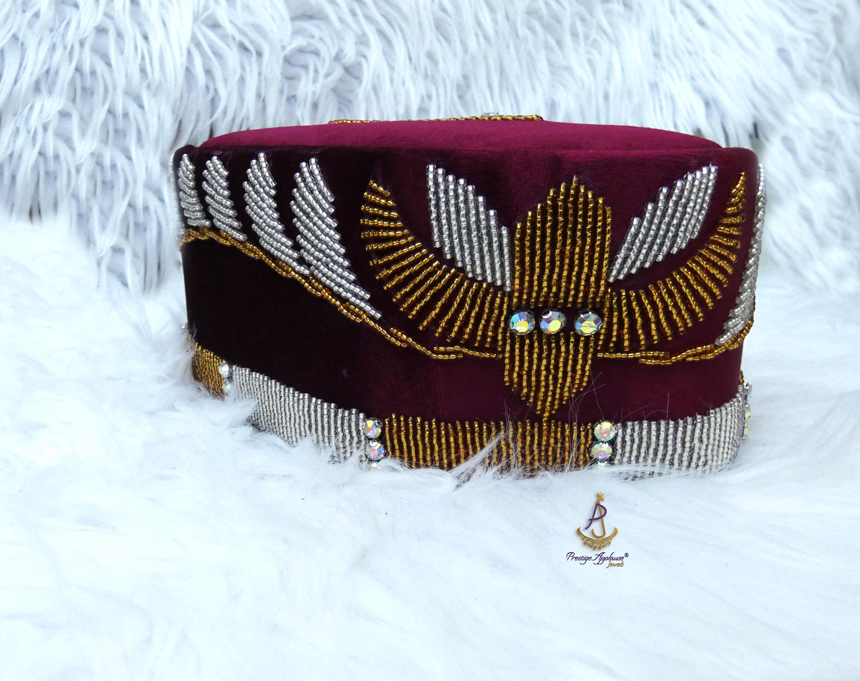 Chihieftancy Rods Prestigeapplause Beaded Velvet Chief Igbo Men Male Maroon Red Black ...