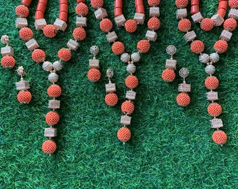 Celebrant Detailed Original Coral Ball Bridal wedding Necklace African Coral Jewellery