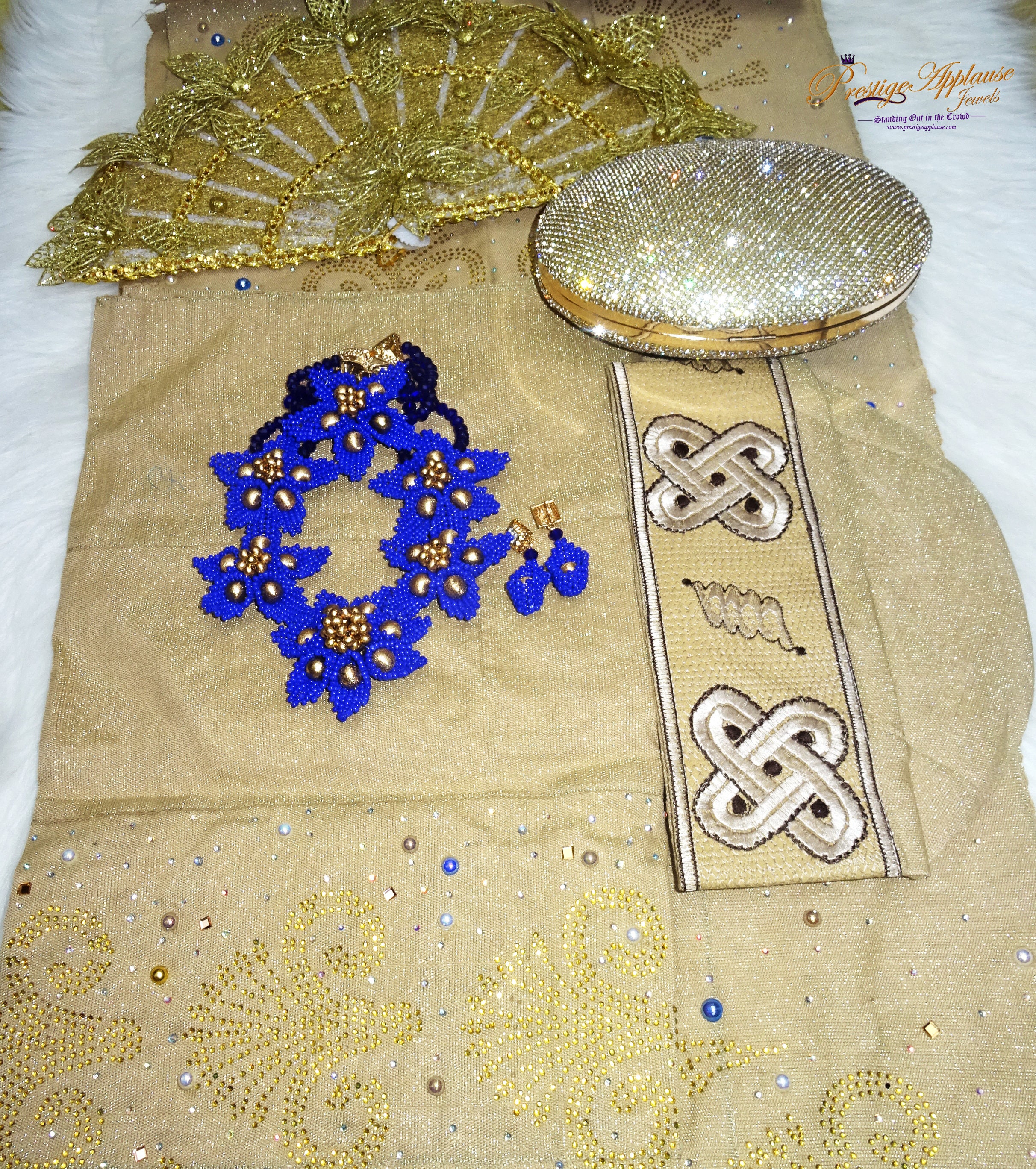 Zara Applqué Aso Oke Auto Gele, pele and Fla Ready to Wear Gele