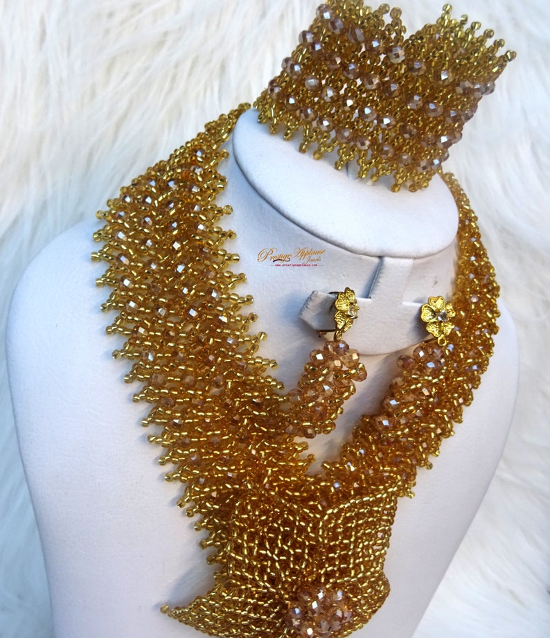 Cheap Gold Bold New Latest Design Party African Nigerian Beads Jewellery Set