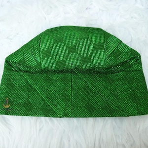 PrestigeApplause Green Yoruba Fila Hat Aso Oke Groom Fila Cap African Nigerian Hat For Men Groom For Wedding Party