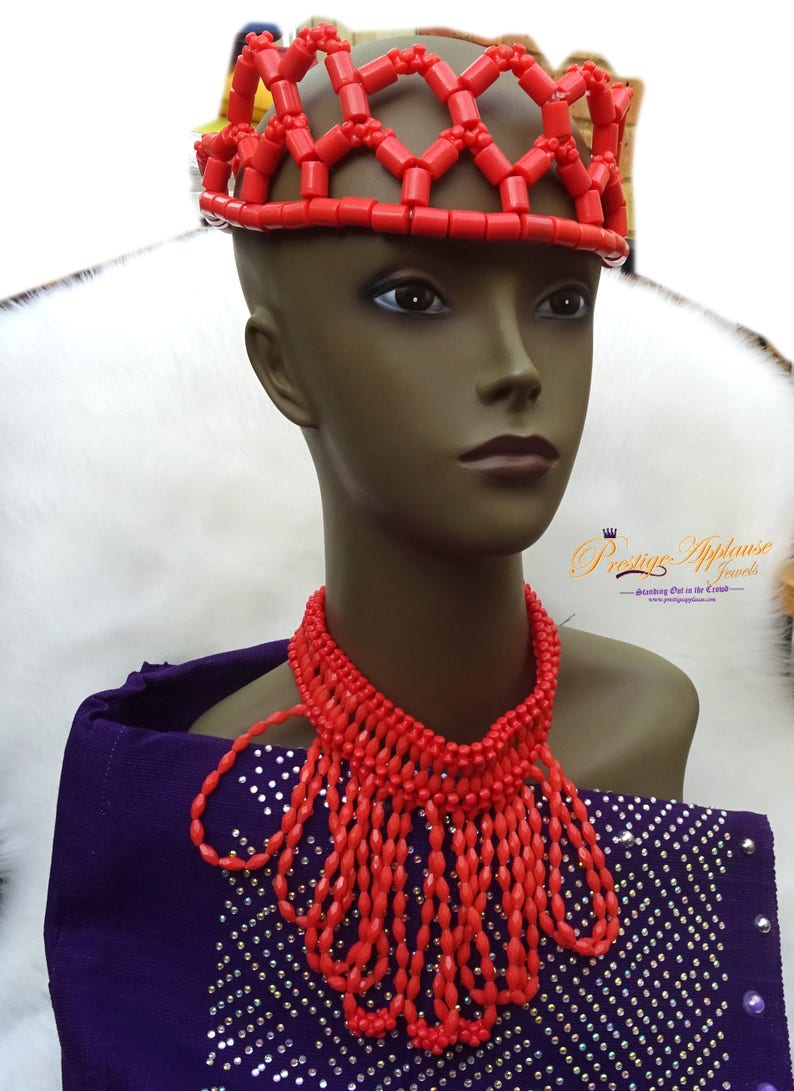 Nigerian Red Edo Coral Jewelry Set