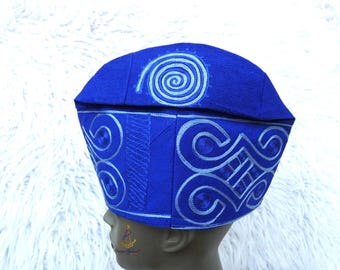 Nigerian Hat Royal Blue Embroidery Men Aso Oke Groom Fila Cap African Nigerian Hat For Men Groom For Wedding Party Yoruba Hat