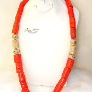 Men Traditional Groom Bride Coral African Nigerian Beads Necklace Bracelet Jewellery