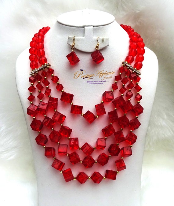 Simple red necklace deals