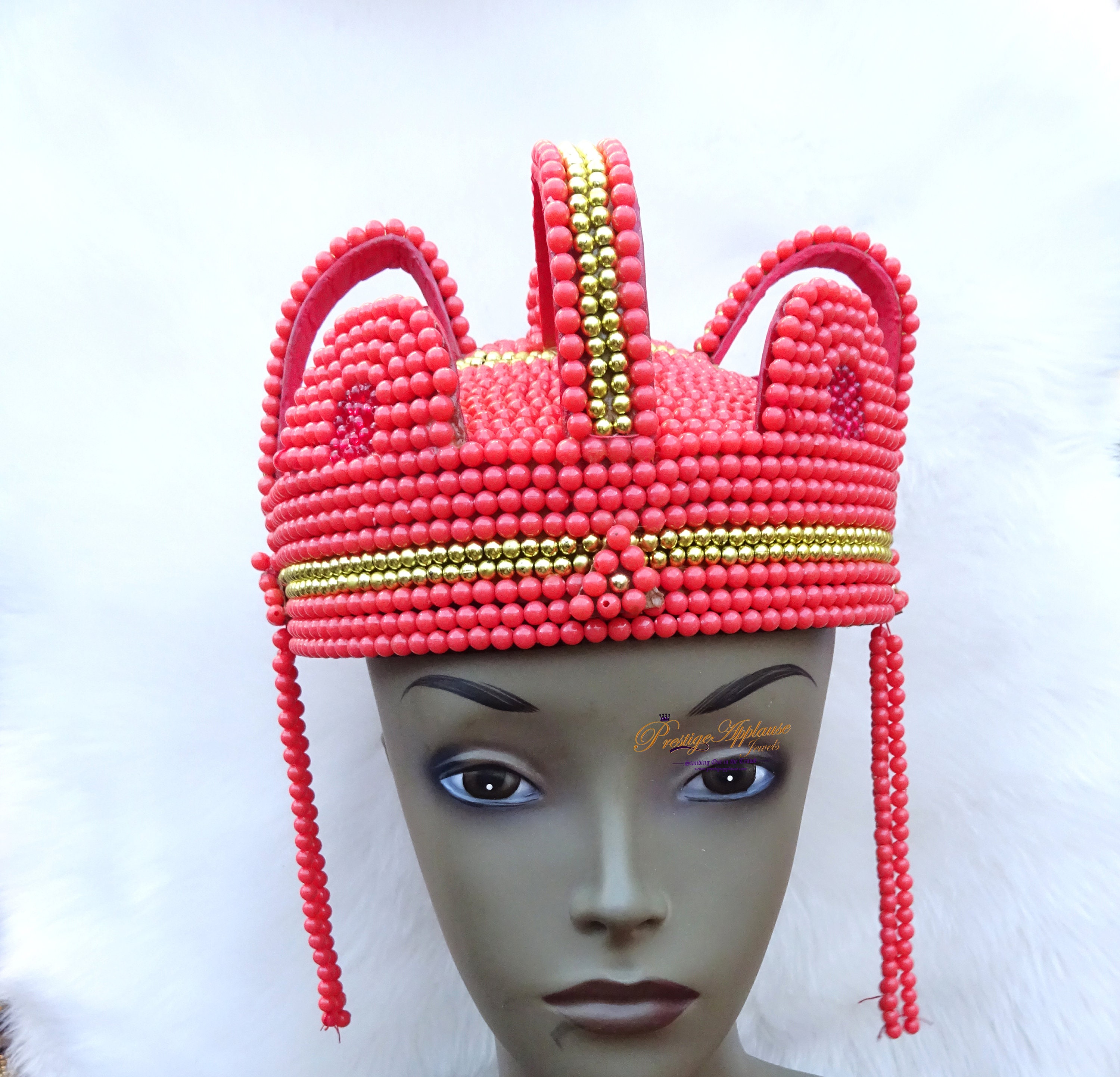 beaded hat Edo bride Crown wedding accessories,,Beinin bride traditional wedding accessories,African fashion