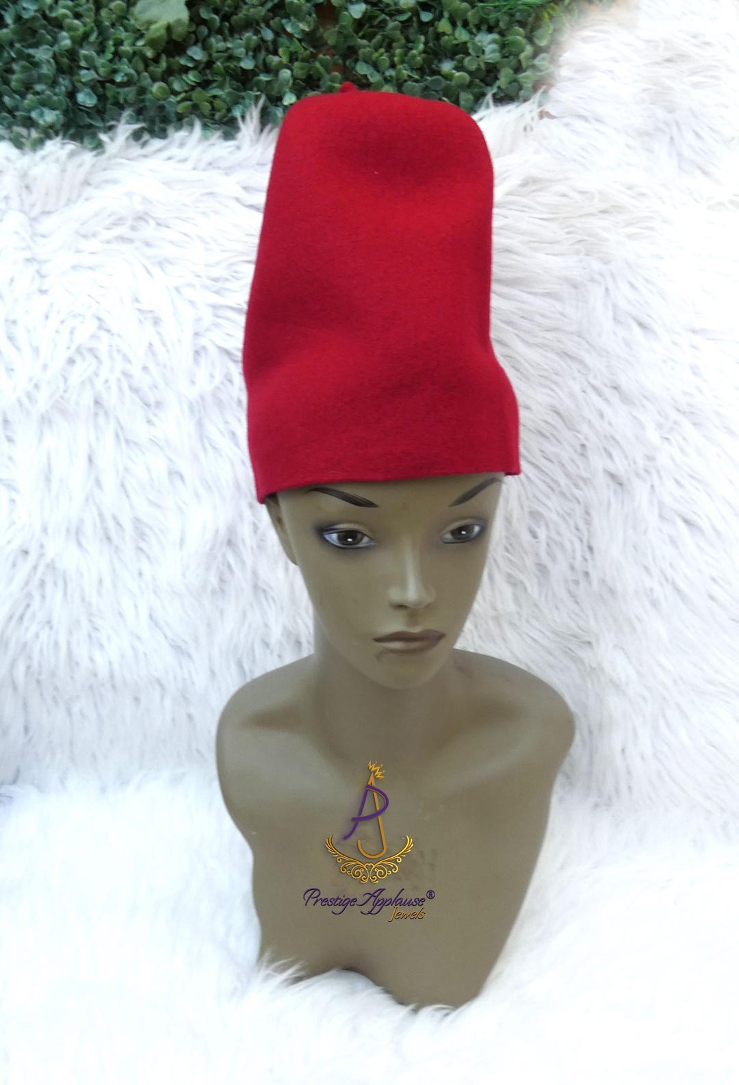 Extra Tall Red Chieftaincy Ozo African Traditional Cap | Igbo Hat ...