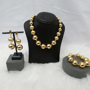 18-carat Italian Gold Plated Gold Party Necklace Evening Party Jewellery Set - Versatile