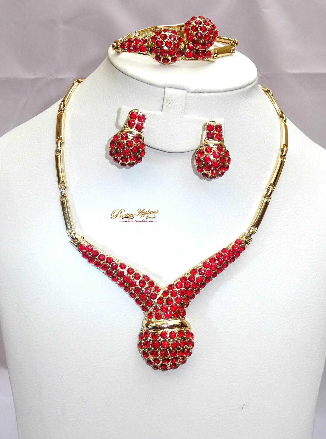 Red Gold Red Gold Plated Jewellery Set | Statement Necklace, Earrings, Bracelet ...