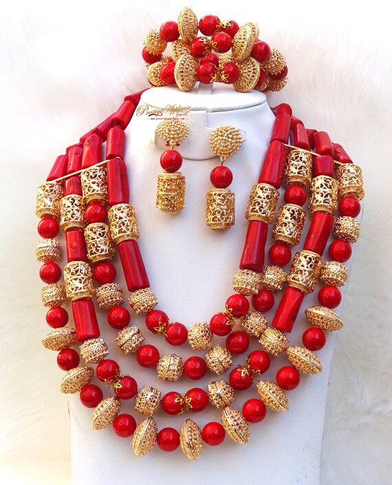 Nigerian red coral beads discount