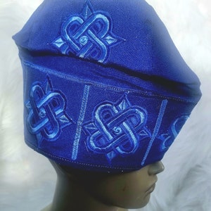 Celebrant Champagne Gold Embelished Royal Blue Coral Navy Blue Stones New Design Aso Oke African Nigerian Men Yoruba-Fila Cap