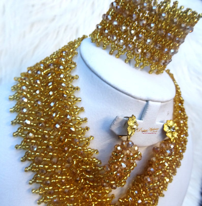 Cheap Gold Bold New Latest Design Party African Nigerian Beads Jewellery Set