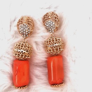 Original Traditional Africna Nigerian Coral Bead Bracelet with Beautiful Coral earring Set