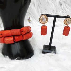 Traditional African Nigerian Edo Artificial Coral Bead Bracelet Jewellery Gold Silver Accessories For Women