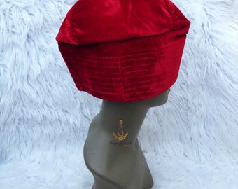 Velvet Fila Cap for Men | Black, Red and Maroon | Nigerian Yoruba Igbo Edo African Style Hat | Party & Traditional Wear