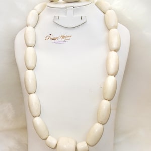 Edo Igbo White Coral Groom Men African Beads Necklace Bracelet Jewellery Wedding Set
