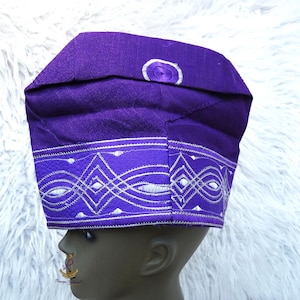 Purple Mix Yoruba Fila Hat Royal Designs Aso Oke Groom Fila Cap African Nigerian Hat For Men Groom For Wedding Party