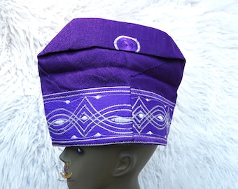 Purple Mix Yoruba Fila Hat Royal Designs Aso Oke Groom Fila Cap African Nigerian Hat For Men Groom For Wedding Party