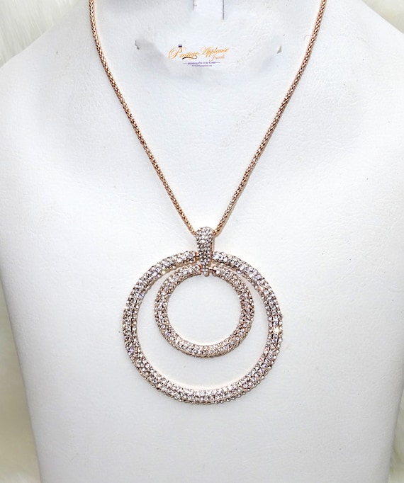 Luxury Popular Crystal Rings Silver Gold Rose Gold Long Necklace Jewellery Gift Ladies