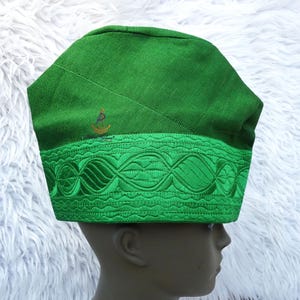 PrestigeApplause Green Mix Maroon Red Yoruba-Fila Hat Aso Oke Groom Fila Cap African Nigerian Hat For Men Groom For Wedding Party