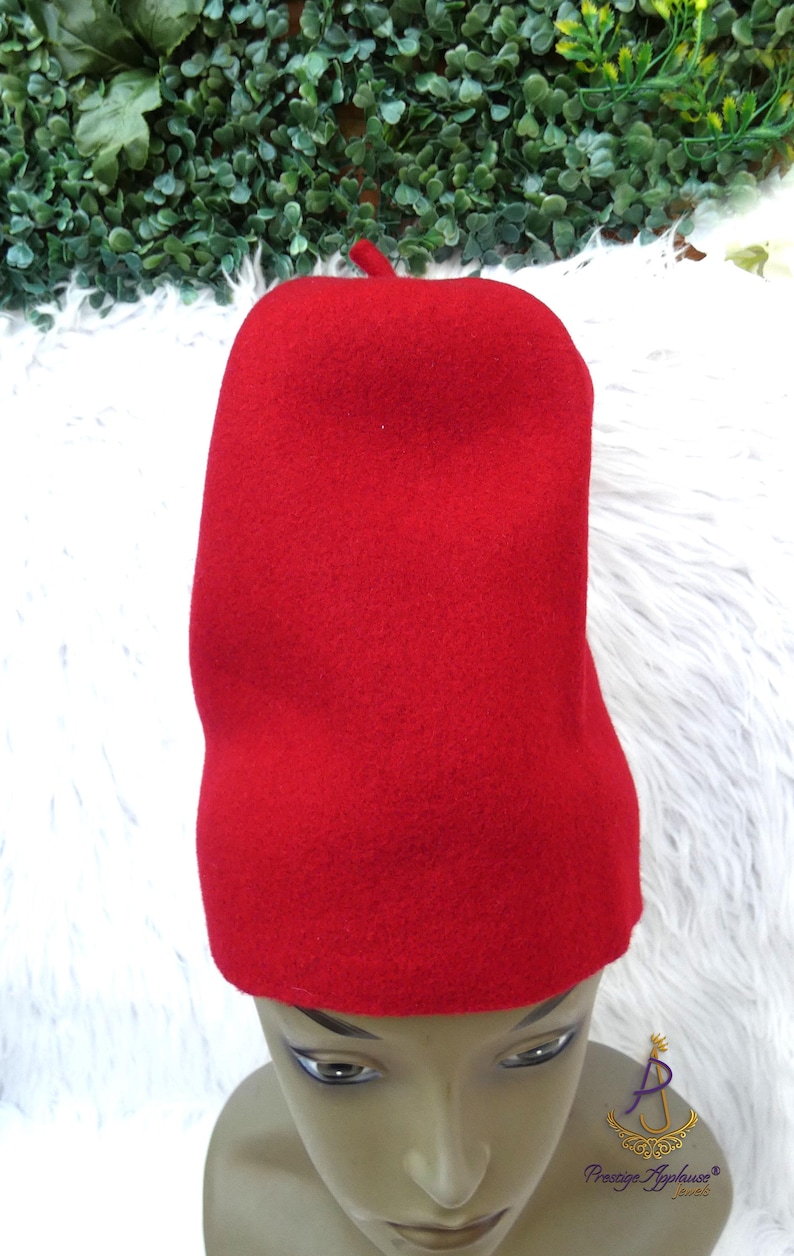 Extra Tall Red Chieftaincy Ozo African Traditional Cap | Igbo Hat ...