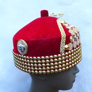 Chieftancy Embellished Igbo Edo Hat Groom Wedding Yoruba Traditional Wedding Clothing