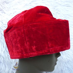 Plain Velvet Black Red Velvet Latest Design Nigerian Edo Igbo Yoruba Style Style Men Fila Cap