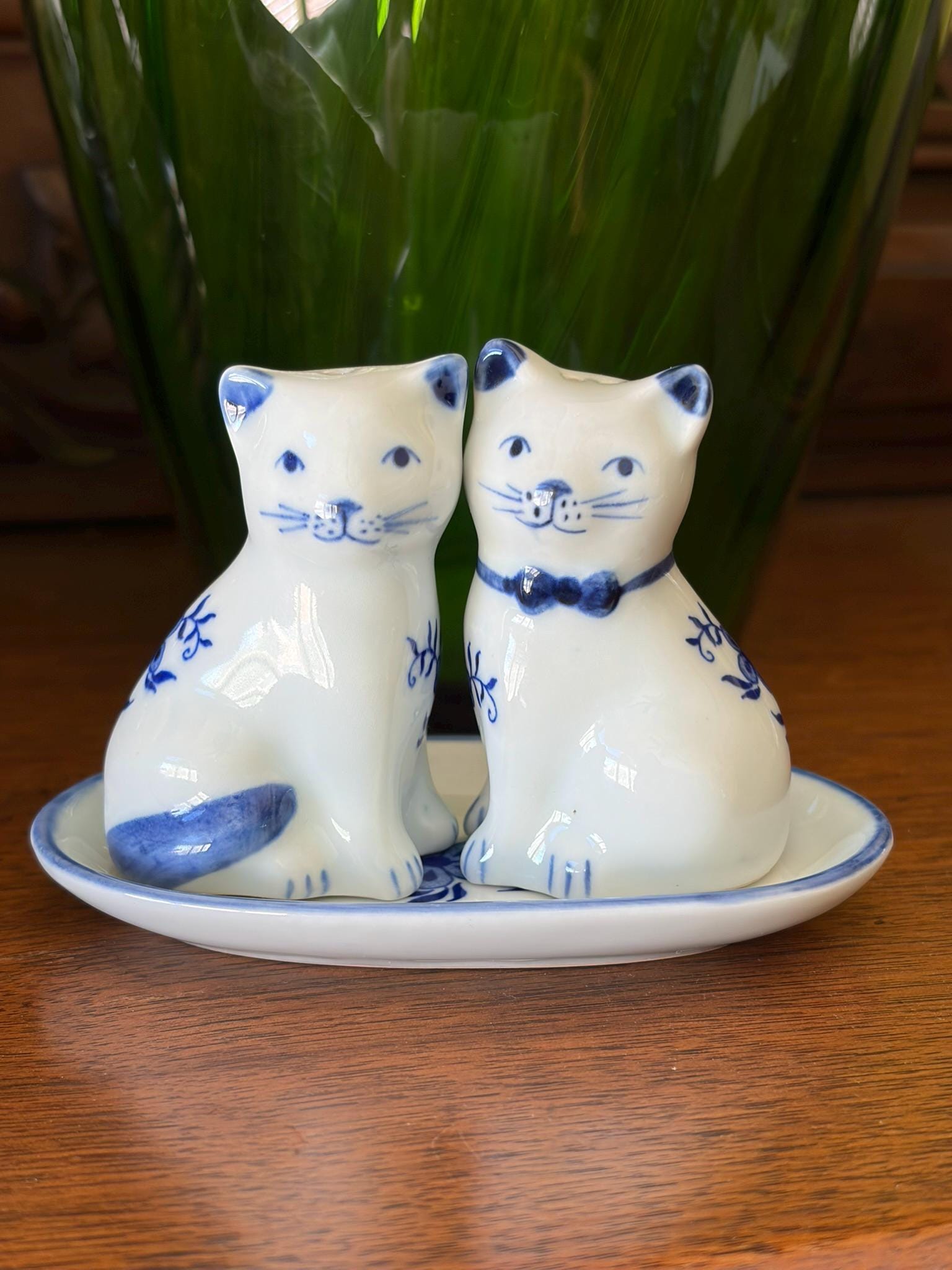 Porcelain White and Blue Salt and Pepper Shakers - Etsy