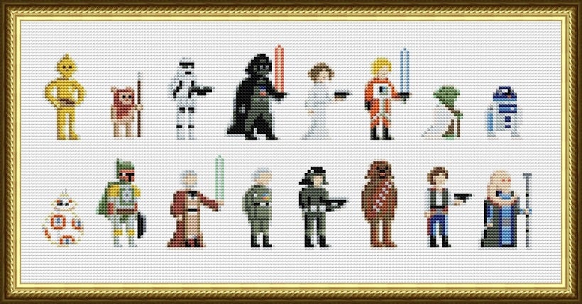 Harry Characters Cross Stitch Pattern Pixel People Potter Hermione Ron PDF  Chart Embroidery Design Modern Cross-stitch Easy Cute X-stitch 