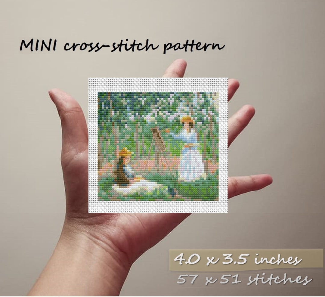 Mini Cross Stitch Pattern in the Woods Giverny by Claude