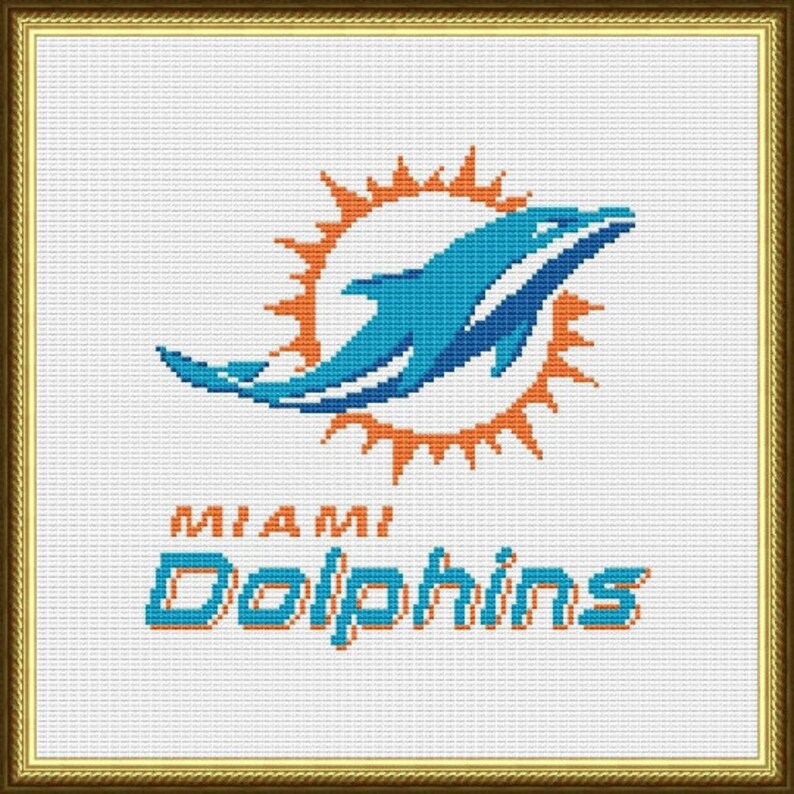 Cross stitch pattern Miami Dolphins Crest American Football Etsy