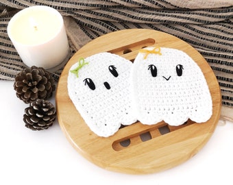 Ghost Coaster Crochet PATTERN, Crochet Halloween Coasters, Crochet Coaster Pattern, Crochet Decor, Halloween Crochet Pattern, Crochet Ghost