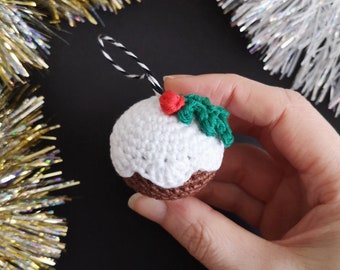 Christmas Pudding Ornament PATTERN, Crochet Christmas Ornament