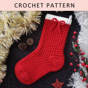 Classic Christmas Stocking Crochet PATTERN, Crochet Stocking, Crochet Stocking Pattern, Christmas Stocking, Star Stitch Stocking