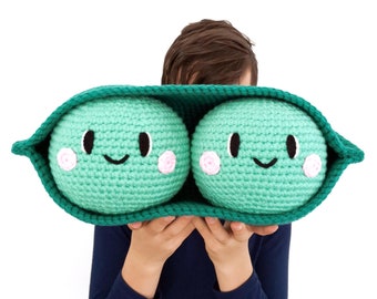 Jumbo Peas in a Pod Crochet PATTERN, Amigurumi Food, Crochet Home Decor, Crochet Food Pattern, Pea Pod Toy, Jumbo Crochet, Gift Idea