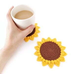 Sunflower Coaster Crochet PATTERN, Crochet Sunflower Coasters, Crochet Coaster Flower, Crochet Coaster Pattern, Crochet Sunflower image 1