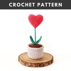 Heart Flower Pot Crochet PATTERN, Amigurumi Heart, Crochet Heart Pattern, Crochet Heart Plant, Valentines Crochet Pattern image 3