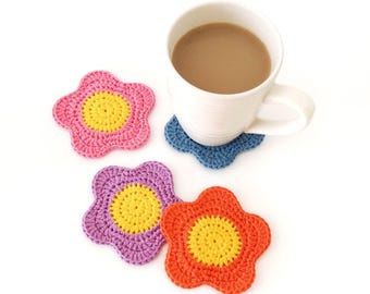 Crochet Flower Coaster PATTERN, Crochet Home Decor Pattern, Flower Coaster, Cute Room Decor, Spring Crochet Pattern, Easy Crochet Pattern