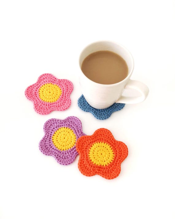 Crochet Flower Coaster PATTERN, Crochet Home Decor Pattern, Flower Coaster, Cute Room Decor, Spring Crochet Pattern, Easy Crochet Pattern