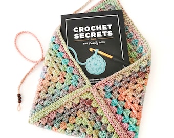 Granny Square Book Sleeve Crochet PATTERN, Crochet Book Sleeve, Gift for Book Lovers, Bookish Crochet Pattern, Granny Square Book Cover