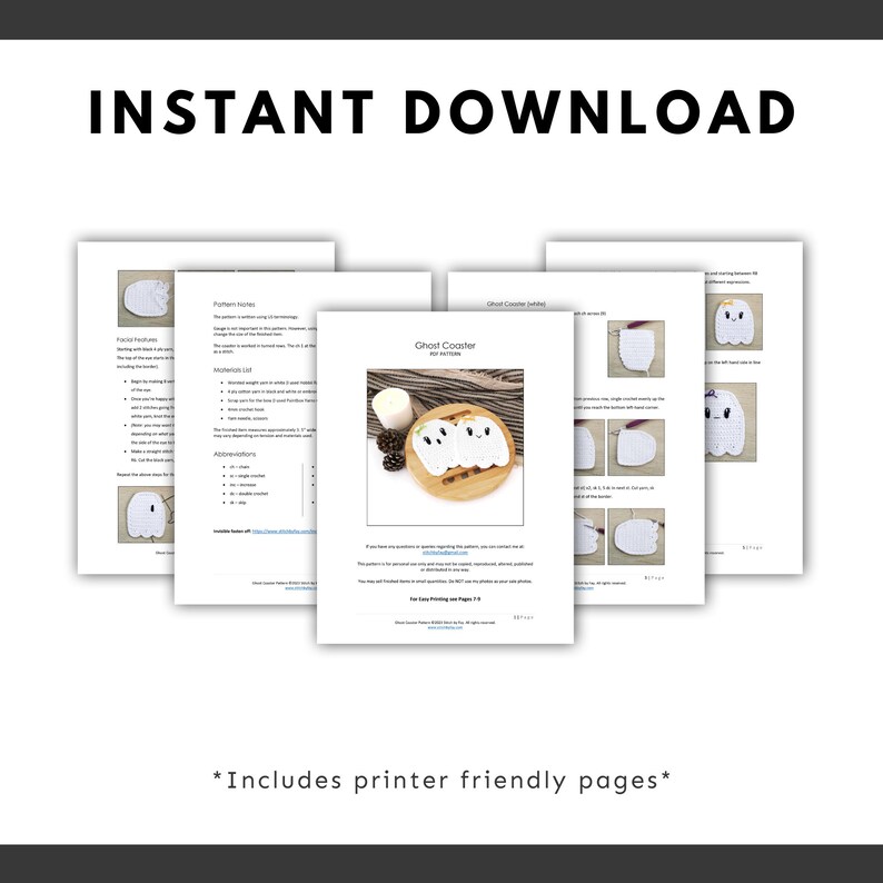 Puede incluir: Patr&oacute;n de ganchillo imprimible para un posavasos fantasma. El patr&oacute;n incluye instrucciones para hacer tres posavasos fantasma con un dise&ntilde;o lindo y simple. El patr&oacute;n est&aacute; disponible para descarga instant&aacute;nea.