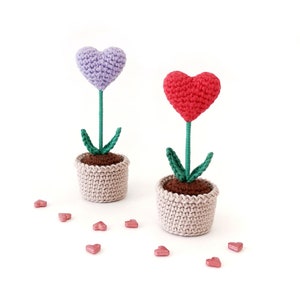 Heart Flower Pot Crochet PATTERN, Amigurumi Heart, Crochet Heart Pattern, Crochet Heart Plant, Valentines Crochet Pattern image 5