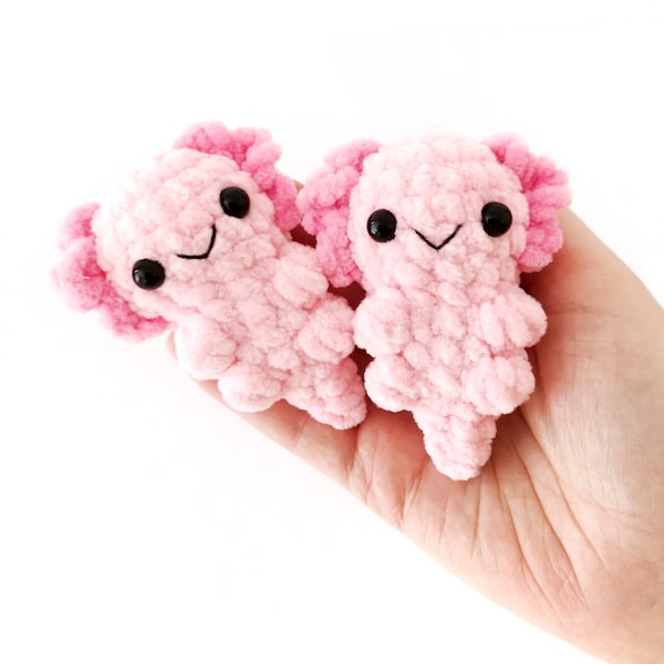 No-Sew Axolotl Crochet PATTERN, No Sew Crochet Amigurumi Pattern, Crochet Axolotl Plush, Small Crochet Animal, Axolotl Amigurumi Pattern