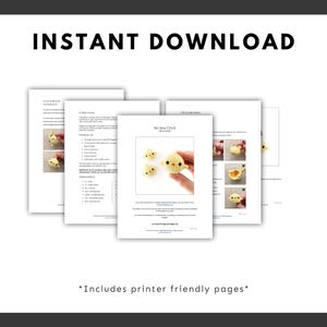 Pu&ograve; includere: Modello di uncinetto stampabile per un pulcino senza cuciture. Il modello include istruzioni e diagrammi per realizzare un piccolo pulcino giallo con becco e occhi. Il modello &egrave; intitolato "Pulcino senza cuciture".