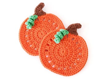 Crochet Pumpkin Coaster PATTERN, Fall Table Decor, Seasonal Gift Ideas, Halloween coaster (PDF)