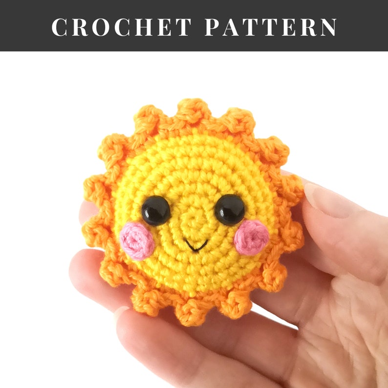 Sun Keychain Crochet Pattern, Crochet Sun, Amigurumi Pattern, Crochet Accessory, Teacher Gift Idea image 3