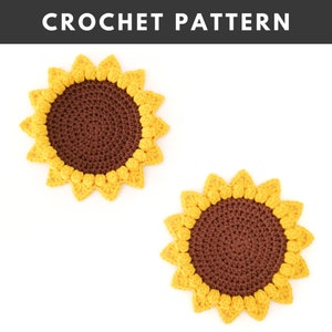 Sunflower Coaster Crochet PATTERN, Crochet Sunflower Coasters, Crochet Coaster Flower, Crochet Coaster Pattern, Crochet Sunflower image 3