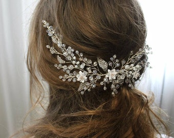 Bridal hair piece crystal Wedding halo headpiece